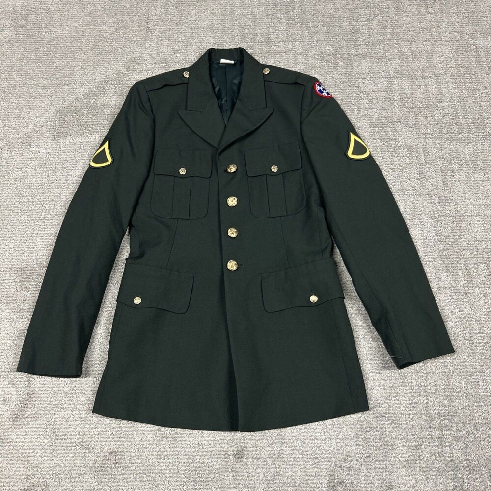 US Army Mens 37L Poly Wool Blazer Jacket Uniform Military Green DSCP Uniart Corp
